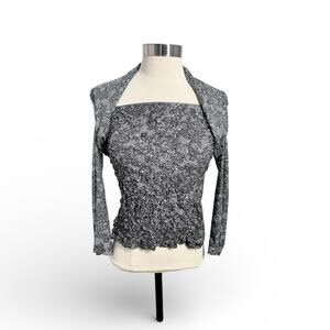 Vintage 1980's Joseph Ribkoff Shrug Style  Crop Embroidered Metalltic  XS-Small